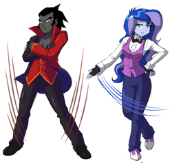 Size: 3264x3096 | Tagged: safe, artist:danmakuman, king sombra, princess luna, vice principal luna, equestria girls, equestria girls-ified, female, lumbra, male, shipping, straight