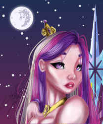 Size: 1000x1200 | Tagged: safe, artist:ohflaming-rainbow, princess cadance, human, bust, humanized, mare in the moon, moon, portrait, solo