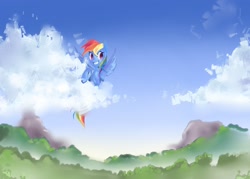 Size: 1400x1000 | Tagged: safe, artist:my-magic-dream, rainbow dash, pegasus, pony, cloud, cloudy, solo