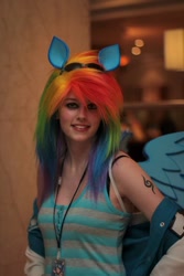 Size: 480x720 | Tagged: safe, artist:happyemorocker, rainbow dash, human, cosplay, irl, irl human, kitacon, photo, solo