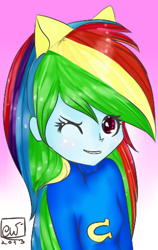 Size: 292x461 | Tagged: safe, artist:colorettaw, rainbow dash, equestria girls, solo, wink