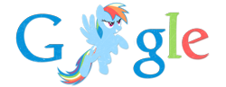 Size: 1800x700 | Tagged: safe, artist:thepatrollpl, rainbow dash, pegasus, pony, google, logo, solo, theme