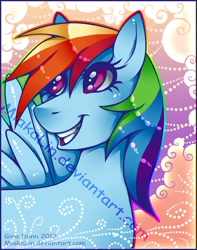 Size: 504x641 | Tagged: safe, artist:miakalin, rainbow dash, pegasus, pony, detailed background, female, mare, solo