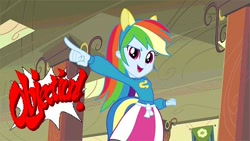 Size: 576x324 | Tagged: safe, rainbow dash, equestria girls, ace attorney, objection, solo