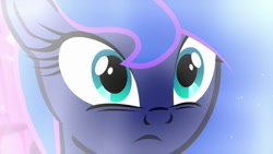 Size: 1024x576 | Tagged: safe, screencap, princess luna, alicorn, pony, do princesses dream of magic sheep, close-up, cute, eye, eyes, female, frown, lunabetes, mare, solo