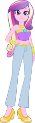 Size: 1280x4411 | Tagged: safe, artist:limedazzle, artist:purfectprincessgirl, edit, editor:slayerbvc, princess cadance, equestria girls, bare shoulders, belly button, clothes, female, high heels, looking at you, midriff, no makeup edit, pants, shoes, simple background, sleeveless, solo, strapless, transparent background, vector, vector edit