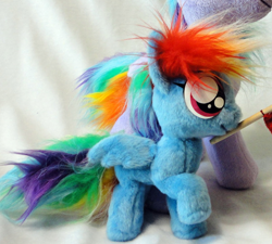 Size: 734x662 | Tagged: safe, artist:rens-twin, rainbow blaze, rainbow dash, cropped, filly, irl, photo, plushie, toy