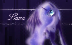 Size: 1920x1200 | Tagged: safe, artist:sacredshedinja, princess luna, alicorn, pony, abstract background, cutie mark, female, looking at you, mare, missing accessory, no mouth, one wing out, raised hoof, solo, wallpaper