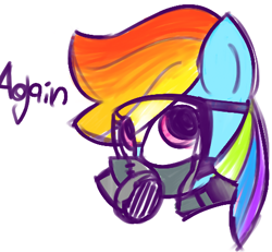 Size: 488x450 | Tagged: safe, artist:riskii, rainbow dash, pegasus, pony, gas mask, mask, solo