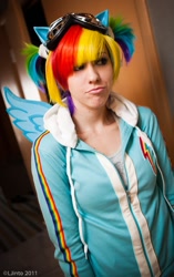 Size: 566x900 | Tagged: safe, artist:burloire, artist:rose0fmay, rainbow dash, human, cosplay, irl, irl human, photo, solo