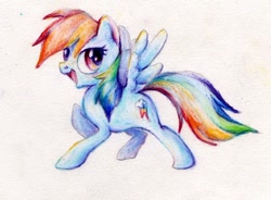 Size: 700x515 | Tagged: safe, artist:luce, rainbow dash, pegasus, pony, pixiv, solo, traditional art