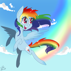 Size: 900x900 | Tagged: safe, artist:silbersternenlicht, rainbow dash, pegasus, pony, detailed background, female, mare, solo