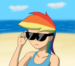 Size: 900x785 | Tagged: safe, artist:lurarin, rainbow dash, human, humanized, solo, sunglasses