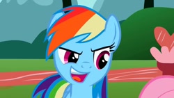 Size: 1136x640 | Tagged: safe, rainbow dash, pegasus, pony, detailed background, dreamworks face, female, mare, solo