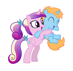 Size: 900x882 | Tagged: safe, artist:ninjamissendk, princess cadance, oc, oc:harmony star, alicorn, pony, canon x oc, cute, cutedance, female, foalsitter, foalsitting, male, simple background, smiling, transparent background