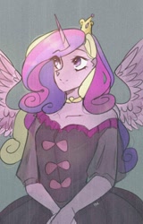 Size: 1280x2000 | Tagged: safe, artist:phattaraphorn_1, artist:tar, princess cadance, equestria girls, clothes, crown, cute, cutedance, dress, female, horn, jewelry, ponied up, regalia, solo