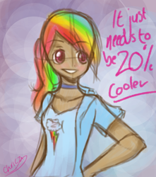 Size: 900x1020 | Tagged: safe, artist:chrica, rainbow dash, human, humanized, solo