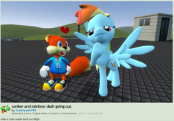 Size: 923x638 | Tagged: safe, rainbow dash, pegasus, pony, 3d, conkerdash, crack shipping, deviantart, gm construct, gmod