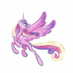 Size: 2048x2048 | Tagged: safe, artist:pfeffaroo, princess cadance, alicorn, pony, flying, simple background, solo, white background