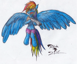 Size: 754x636 | Tagged: safe, artist:takedapie, rainbow dash, pegasus, pony, double barreled shotgun, gun, shotgun, solo, weapon