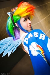 Size: 600x900 | Tagged: safe, artist:ljinto, artist:scruffyrebel, rainbow dash, human, cosplay, irl, irl human, photo, solo