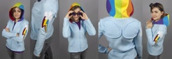 Size: 2506x864 | Tagged: safe, artist:shoriameshiko, rainbow dash, human, clothes, cutie mark, hoodie, irl, irl human, photo