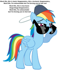 Size: 821x972 | Tagged: safe, rainbow dash, pegasus, pony, basic thuganomics, john cena, solo, song reference, word life, wwe