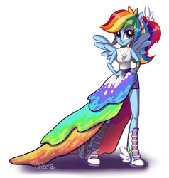 Size: 994x1042 | Tagged: safe, artist:lisaorise, rainbow dash, equestria girls, clothes, dress, humanized, ponied up, solo