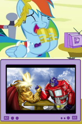 Size: 564x848 | Tagged: safe, rainbow dash, pegasus, pony, arm wrestling, exploitable meme, fangasm, fangirl, god-emperor of mankind, meme, obligatory pony, optimus prime, transformers, tv meme, warhammer (game), warhammer 30k, warhammer 40k