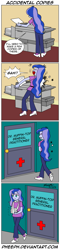 Size: 485x2026 | Tagged: safe, artist:pheeph, princess luna, vice principal luna, equestria girls, bandage, comic, doctor, multiple arms, old master q, pain, parody, photocopier, sling, wat, weird