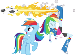 Size: 2676x1967 | Tagged: safe, artist:vector-brony, rainbow dash, equestria girls, fire, football, hilarious in hindsight, human ponidox, simple background, square crossover, transparent background, vector