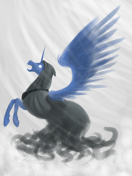 Size: 3000x4000 | Tagged: safe, artist:inersdraco, princess luna, alicorn, pony, blizzard, female, mare, snow, snowfall, solo, spirit of hearth's warming yet to come, the ghost of christmas yet to come