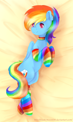 Size: 1024x1708 | Tagged: safe, artist:blacky-moon, rainbow dash, pegasus, pony, clothes, rainbow socks, socks, solo, striped socks