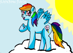 Size: 800x575 | Tagged: safe, artist:pinkiepiecandypop, rainbow dash, pegasus, pony, female, mare, simple background, solo