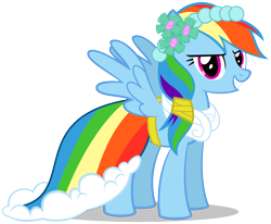 Size: 1114x917 | Tagged: safe, artist:psyxofthoros, rainbow dash, pegasus, pony, ponytail, royal wedding, simple background, solo, svg, transparent background, vector