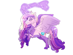 Size: 1200x900 | Tagged: safe, artist:parclytaxel, artist:stevonnieishere, princess cadance, alicorn, pony, female, flying, heart, magic, mare, simple background, solo, sparkles, transparent background