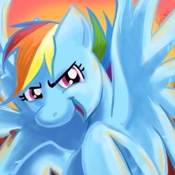 Size: 1600x1600 | Tagged: safe, artist:lopilot, rainbow dash, pegasus, pony, bust, portrait, pose, solo