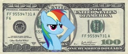 Size: 800x337 | Tagged: safe, artist:icebreak23, rainbow dash, pegasus, pony, federal reserve note, money, rainbow dosh, solo