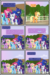 Size: 3255x4838 | Tagged: safe, artist:gutovi, applejack, fluttershy, pinkie pie, princess luna, rainbow dash, rarity, twilight sparkle, twilight sparkle (alicorn), alicorn, earth pony, pegasus, pony, unicorn, comic:why me!?, abuse of power, alternate ending, applejack gets all the mares, comic, harem, mane six, polyamory, polygamy, show accurate, sun, sunrise, sweet apple acres