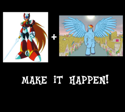 Size: 900x810 | Tagged: safe, rainbow dash, pegasus, pony, .mov, exploitable meme, gigadash, make it happen, megaman x, meme, muscles, overdeveloped muscles, pony.mov, swag.mov, zero