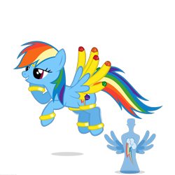 Size: 2500x2500 | Tagged: safe, artist:navitaserussirus, rainbow dash, pegasus, pony, bottle, colored wings, genie, geniefied, multicolored wings, rainbow wings, simple background, solo, transparent background, vector, wings