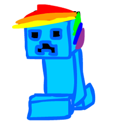 Size: 242x260 | Tagged: dead source, safe, artist:gelboyc, rainbow dash, creeper, minecraft, solo, species swap