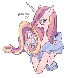 Size: 701x743 | Tagged: safe, artist:rd_3024, princess cadance, alicorn, pony, clothes, cute, cutedance, female, mare, profile, prone, scarf, simple background, solo, white background
