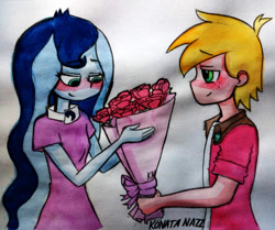 Size: 600x502 | Tagged: safe, artist:konatanazz, big macintosh, princess luna, vice principal luna, equestria girls, female, lunamac, male, shipping, straight, teacher-student romance, this will end in jail time, traditional art