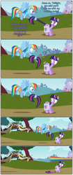 Size: 2656x6325 | Tagged: safe, artist:grievousfan, discord, rainbow dash, twilight sparkle, twilight sparkle (alicorn), alicorn, pegasus, pony, zombie, comic, female, mare