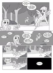 Size: 1700x2338 | Tagged: safe, artist:crydius, fluttershy, rainbow dash, pegasus, pony, comic, monochrome