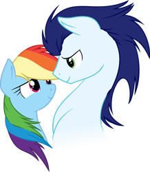 Size: 1024x1175 | Tagged: safe, artist:horsefan999, rainbow dash, soarin', pegasus, pony, female, male, shipping, soarindash, straight