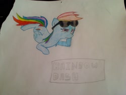 Size: 1600x1200 | Tagged: safe, rainbow dash, pegasus, pony, glasses, solo, sunglasses, unamused