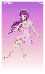 Size: 1920x3120 | Tagged: safe, artist:banquo0, princess cadance, human, art pack:my little persona, barefoot, breasts, cleavage, clothes, dress, feet, humanized, short sleeves, solo