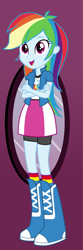 Size: 460x1390 | Tagged: safe, artist:liggliluff, rainbow dash, equestria girls, boots, clothes, dressup game, shirt, shoes, shorts, show accurate, skirt, sneakers, solo, vector